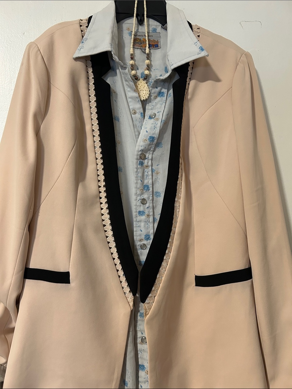 Cartonnier Cream Blazer with Black Trim and lace